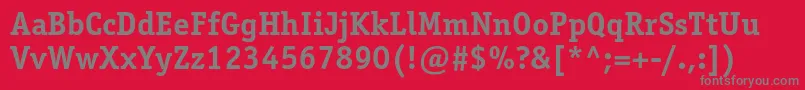 OfficinaserifstdBold-Schriftart – Graue Schriften auf rotem Hintergrund