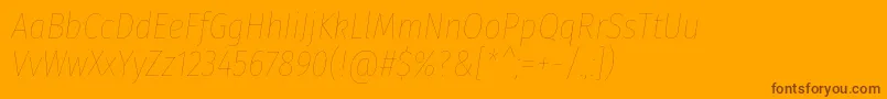 FirasanscondensedEightitalic-Schriftart – Braune Schriften auf orangefarbenem Hintergrund