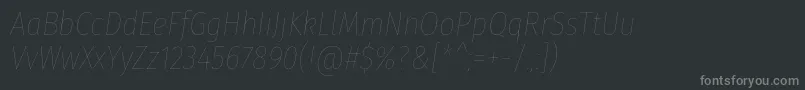 Fonte FirasanscondensedEightitalic – fontes cinzas em um fundo preto