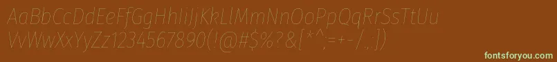 FirasanscondensedEightitalic-Schriftart – Grüne Schriften auf braunem Hintergrund