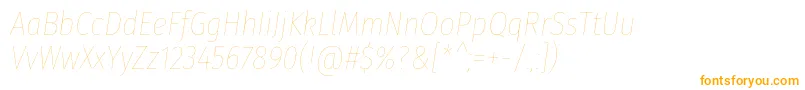 FirasanscondensedEightitalic-Schriftart – Orangefarbene Schriften auf weißem Hintergrund