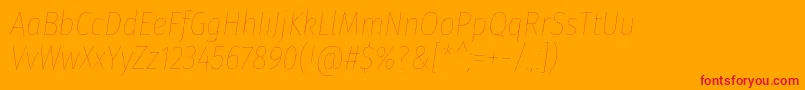 FirasanscondensedEightitalic-Schriftart – Rote Schriften auf orangefarbenem Hintergrund