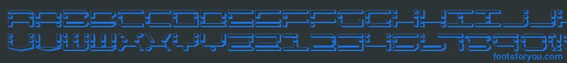 フォントQqv2s – 黒い背景に青い文字