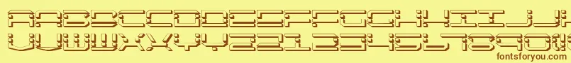 フォントQqv2s – 茶色の文字が黄色の背景にあります。