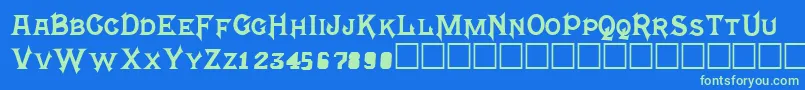 Frightwrite2Medium Font – Green Fonts on Blue Background
