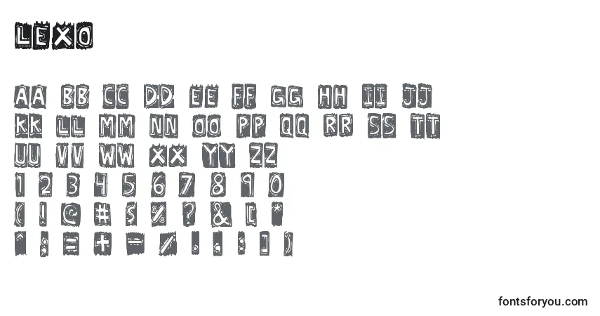 Czcionka Lexo – alfabet, cyfry, specjalne znaki