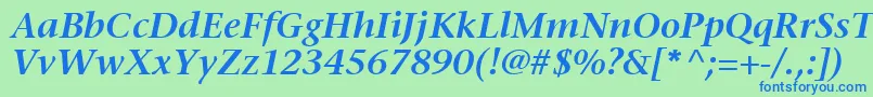 フォントMesouranSerifSsiSemiBoldItalic – 青い文字は緑の背景です。