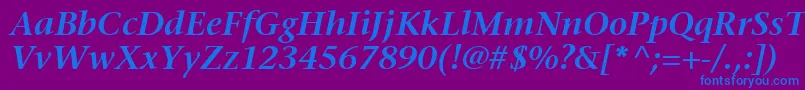 MesouranSerifSsiSemiBoldItalic Font – Blue Fonts on Purple Background