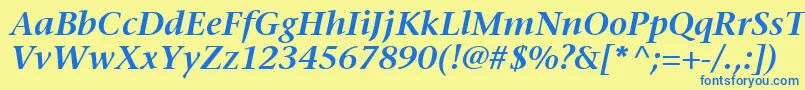 MesouranSerifSsiSemiBoldItalic Font – Blue Fonts on Yellow Background