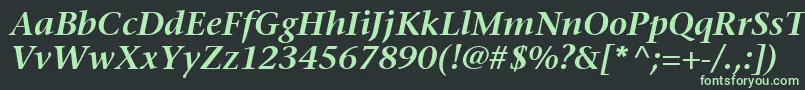 フォントMesouranSerifSsiSemiBoldItalic – 黒い背景に緑の文字