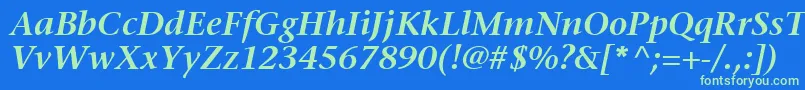 Шрифт MesouranSerifSsiSemiBoldItalic – зелёные шрифты на синем фоне