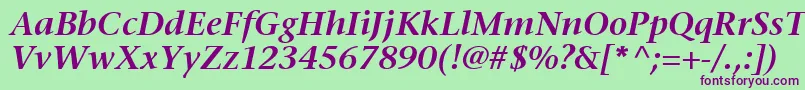 MesouranSerifSsiSemiBoldItalic Font – Purple Fonts on Green Background