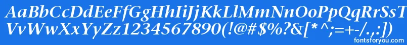 フォントMesouranSerifSsiSemiBoldItalic – 青い背景に白い文字