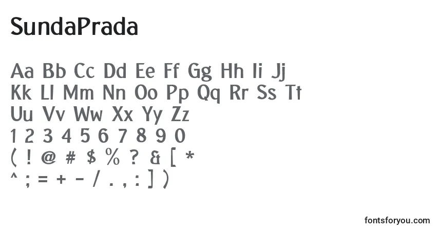 Schriftart SundaPrada – Alphabet, Zahlen, spezielle Symbole