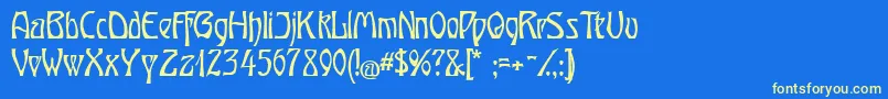 OberTuerkheim Font – Yellow Fonts on Blue Background