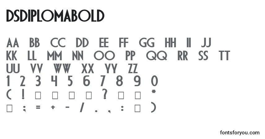Шрифт DsDiplomaBold – алфавит, цифры, специальные символы
