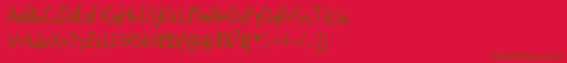 フォントDicisHandwrite – 赤い背景に茶色の文字