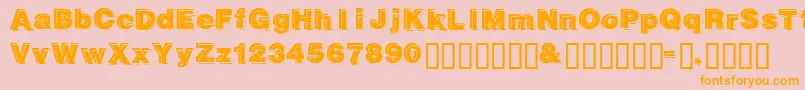 Gautsmotellowerright-Schriftart – Orangefarbene Schriften auf rosa Hintergrund
