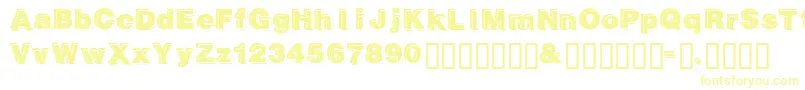 Gautsmotellowerright-Schriftart – Gelbe Schriften auf weißem Hintergrund
