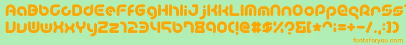 フォントTeacherA – オレンジの文字が緑の背景にあります。