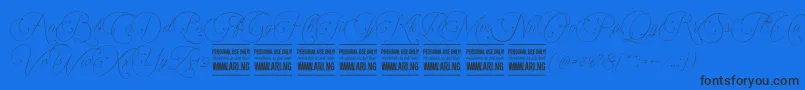 Encinascript1Personal Font – Black Fonts on Blue Background