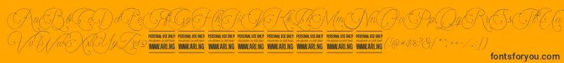 Encinascript1Personal Font – Black Fonts on Orange Background