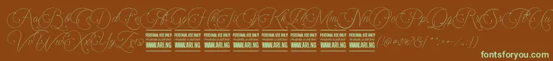 Encinascript1Personal Font – Green Fonts on Brown Background