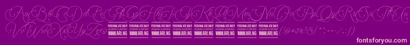 Encinascript1Personal Font – Pink Fonts on Purple Background