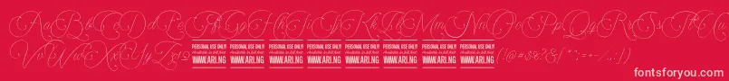 Encinascript1Personal Font – Pink Fonts on Red Background