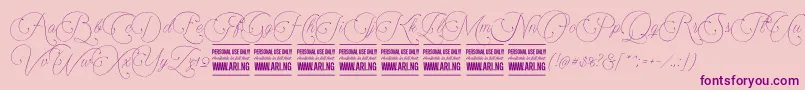 Fonte Encinascript1Personal – fontes roxas em um fundo rosa