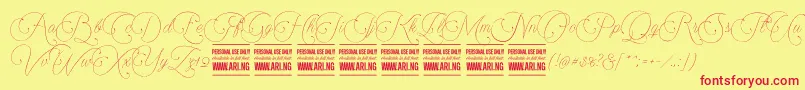 Encinascript1Personal Font – Red Fonts on Yellow Background