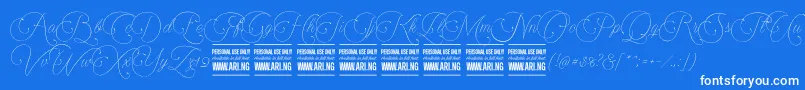 Encinascript1Personal-Schriftart – Weiße Schriften auf blauem Hintergrund