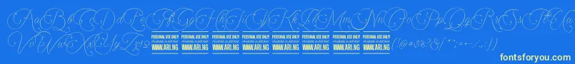 Encinascript1Personal Font – Yellow Fonts on Blue Background