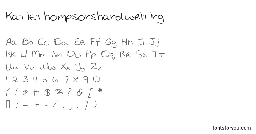 A fonte Katiethompsonshandwriting – alfabeto, números, caracteres especiais