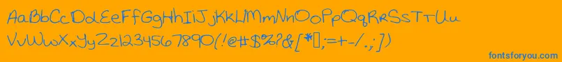 Katiethompsonshandwriting Font – Blue Fonts on Orange Background