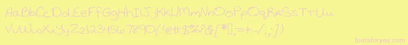 Katiethompsonshandwriting Font – Pink Fonts on Yellow Background