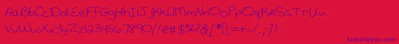 Czcionka Katiethompsonshandwriting – fioletowe czcionki na czerwonym tle