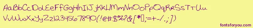 Katiethompsonshandwriting Font – Purple Fonts on Yellow Background