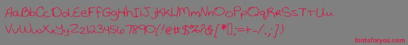 フォントKatiethompsonshandwriting – 赤い文字の灰色の背景