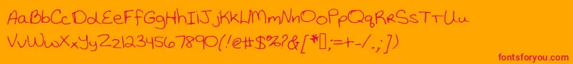 フォントKatiethompsonshandwriting – オレンジの背景に赤い文字