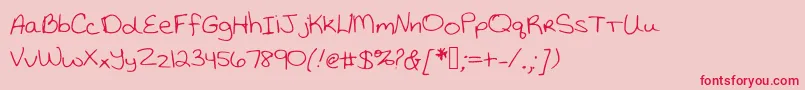 Katiethompsonshandwriting Font – Red Fonts on Pink Background