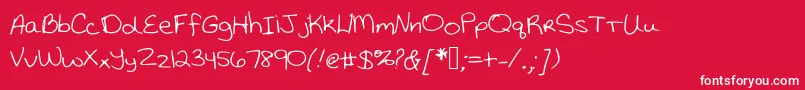 Katiethompsonshandwriting Font – White Fonts on Red Background