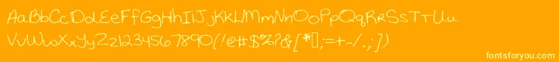 Katiethompsonshandwriting Font – Yellow Fonts on Orange Background