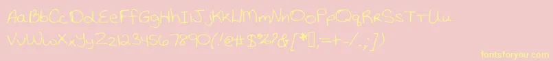 Katiethompsonshandwriting Font – Yellow Fonts on Pink Background