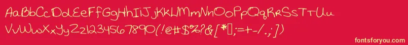 Katiethompsonshandwriting Font – Yellow Fonts on Red Background