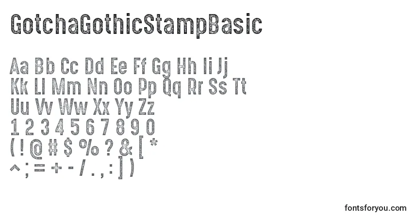 Czcionka GotchaGothicStampBasic – alfabet, cyfry, specjalne znaki