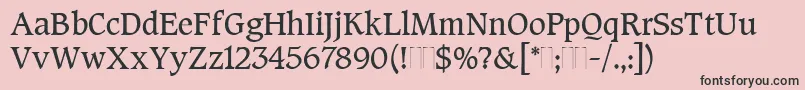 Fonte CaxtonRomanBookPlain – fontes pretas em um fundo rosa