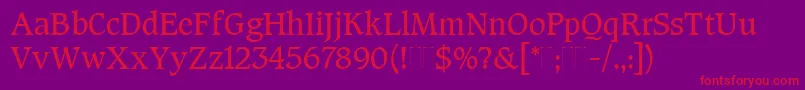 CaxtonRomanBookPlain Font – Red Fonts on Purple Background