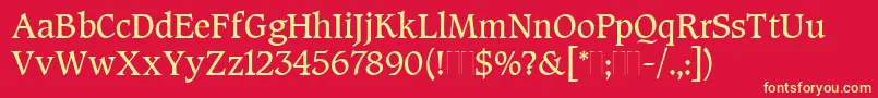 フォントCaxtonRomanBookPlain – 黄色の文字、赤い背景