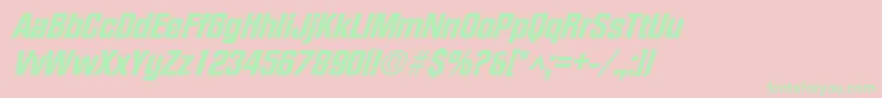 FacetheavyXitalicRegular Font – Green Fonts on Pink Background